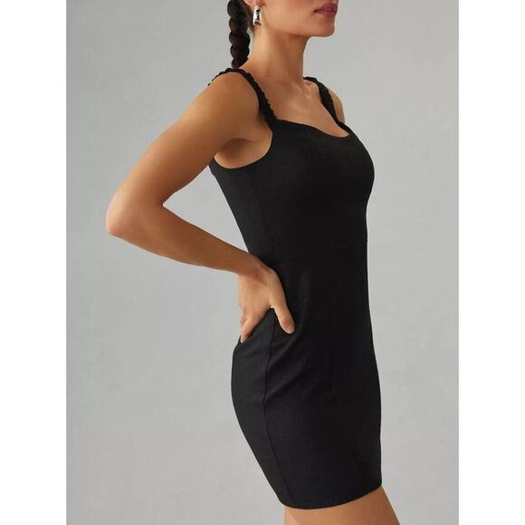 NEW Reformation Sawyer Linen Mini Dress Black Size 2 - Picture 3 of 10